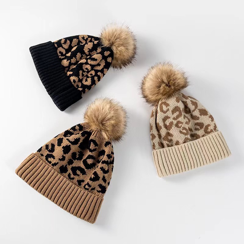 Bonnet tricoté léopard pour fe - Beanie Cuffed Knit avis et prix